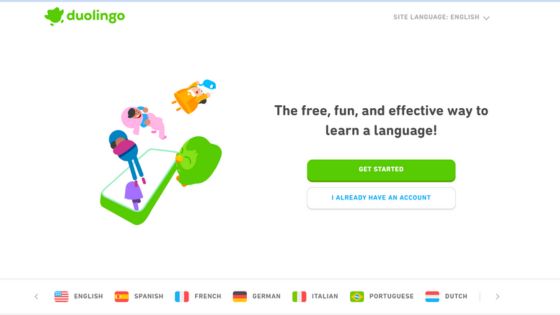 A graphic showing the website Duolingo, a language learning app.