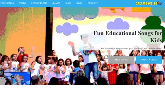 A graphic showing the website Dream English, which helps young children learn English.