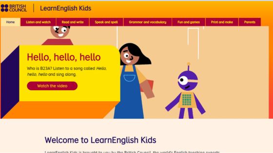 Picture of the English learning website by Learn English Kids, British Council