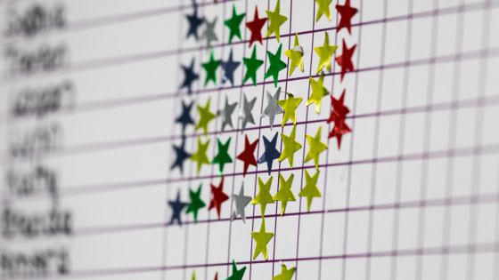 Image shows a sticker reward chart.