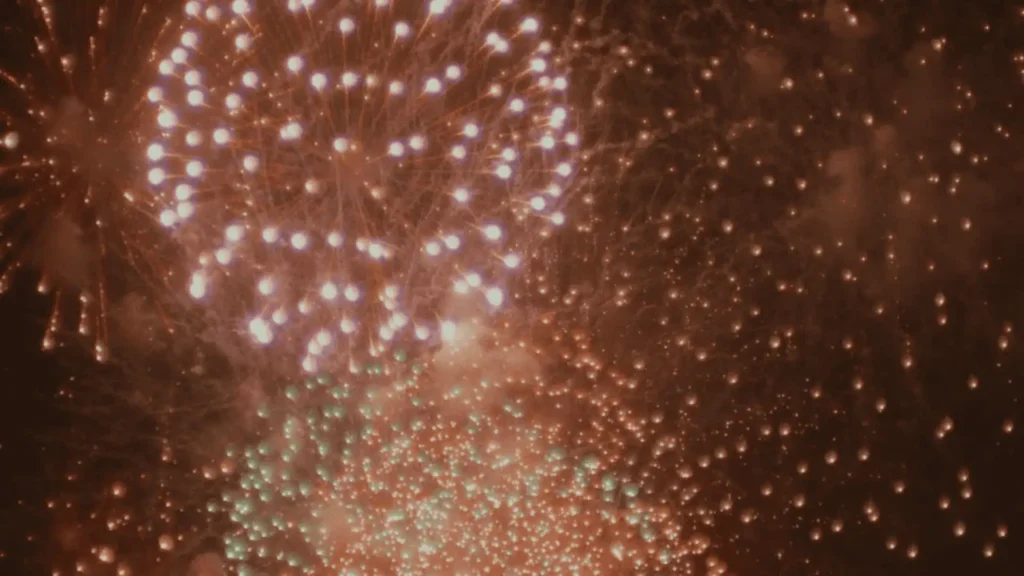 A photo of fireworks in the sky.