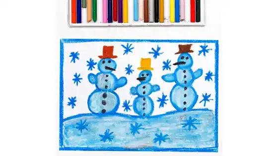 a children's picture of three snowmen